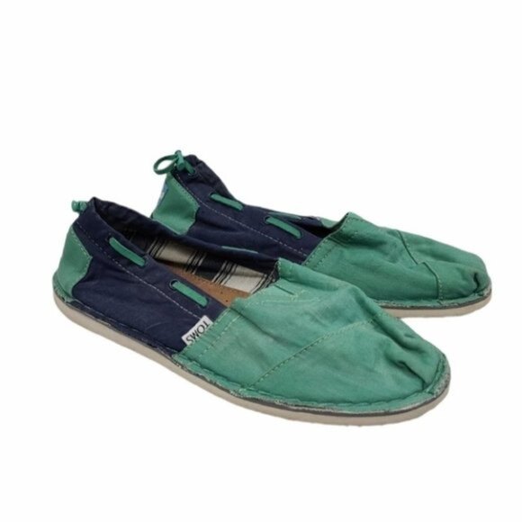 TOMS Colorblock Boat Drawstring  Blue Green Shoes - Picture 1 of 8